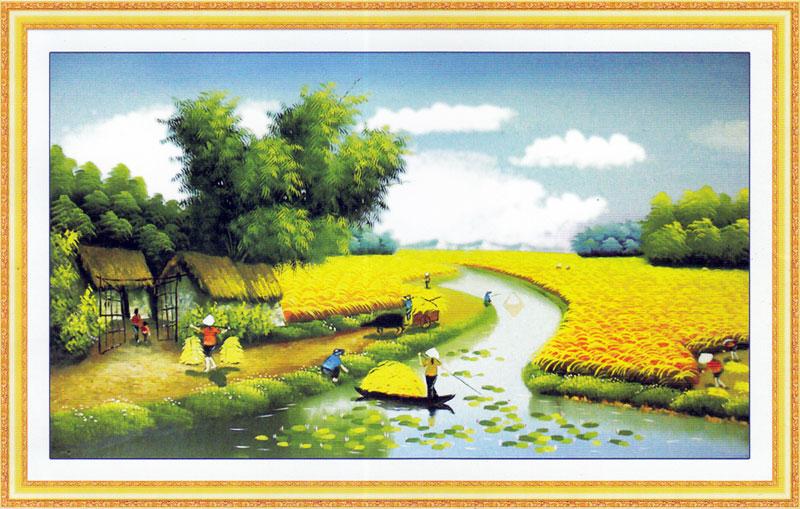 Tranh thêu chữ thập phong cảnh