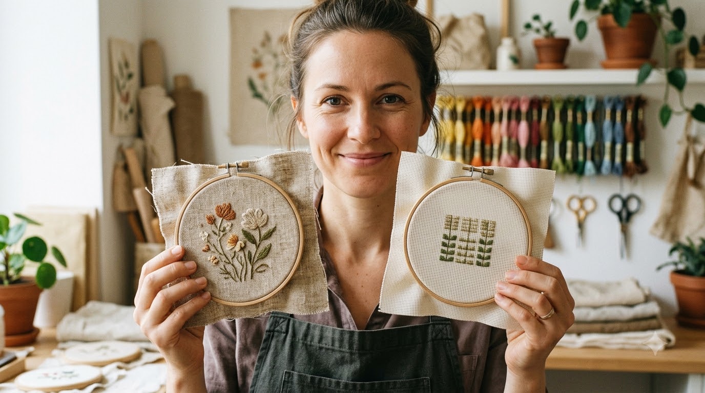 lựa chọn vải evenweave hoặc linen phù hợp nhu cầu thêu